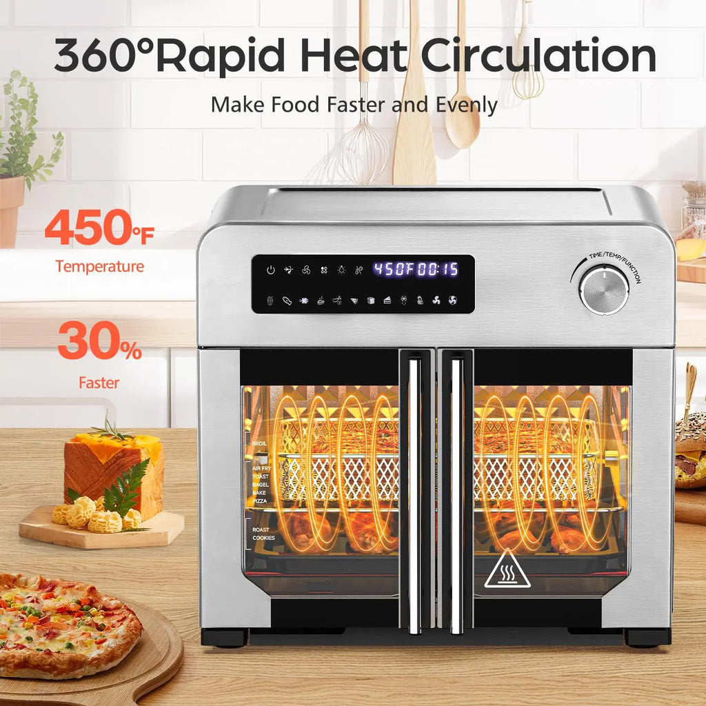 10-in-1 24QT  French Door Countertop Air Fryer Toaster Oven