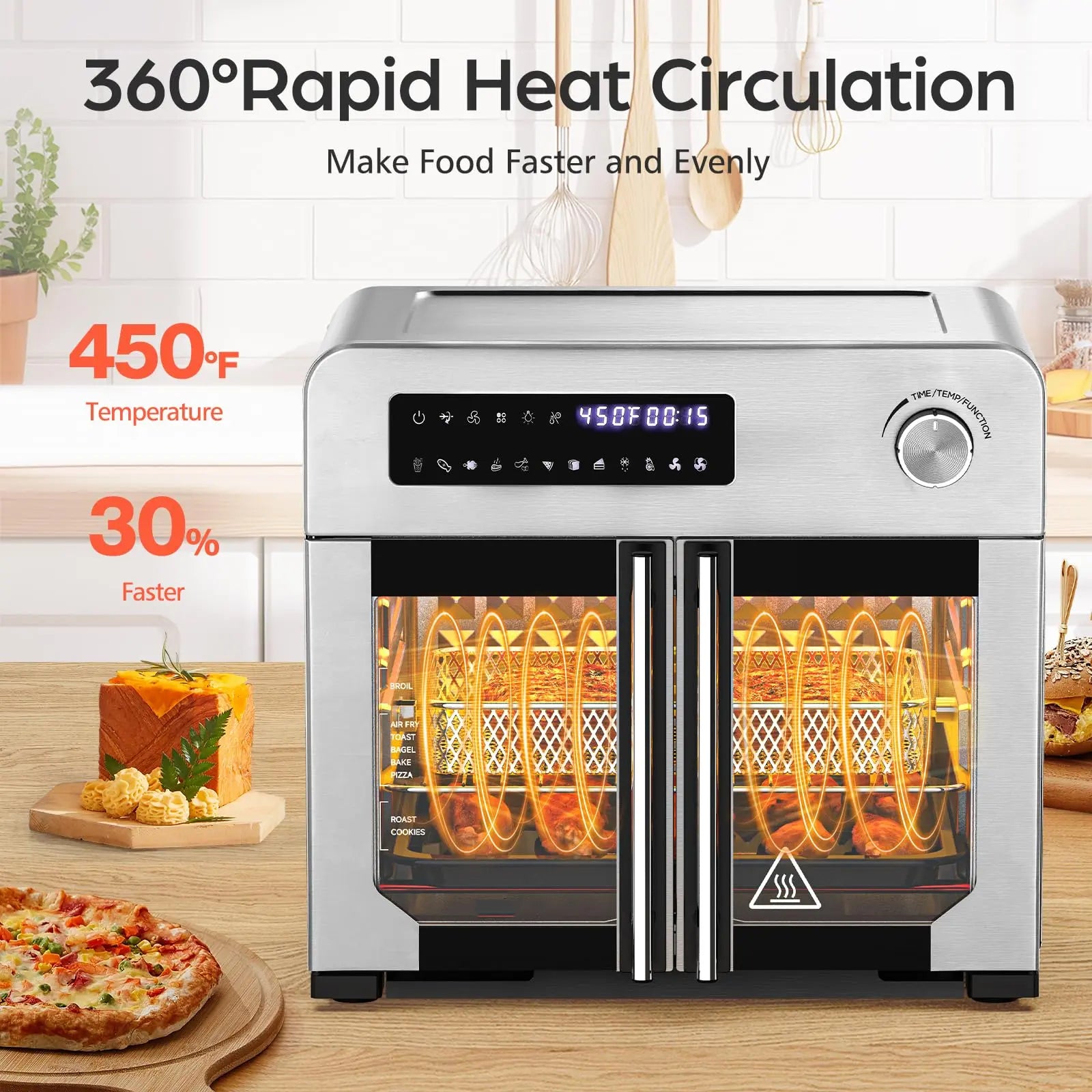 10-in-1 24QT  French Door Countertop Air Fryer Toaster Oven